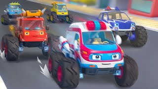 Five Little Monster Trucks Song  Learning Vehicles Song  Kids Song  BabyBus [upl. by Hands]