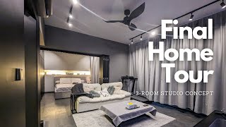 STUDIO CONCEPT 3 ROOM HOME TOUR  3ROOM HDB TOP FLOOR 🏠 [upl. by Ahsatin]