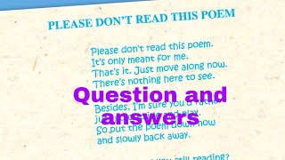 7th Please dont read this poem Question and answers [upl. by Dasie39]