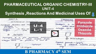 Pyrazole  Imidazole Oxazole Thiazole Synthesis  Properties amp Medicinal uses POCIIIrd U4 [upl. by Anita]