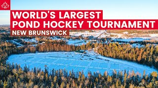 WORLDS LARGEST POND HOCKEY Championship in New Brunswick Canada [upl. by Oettam]