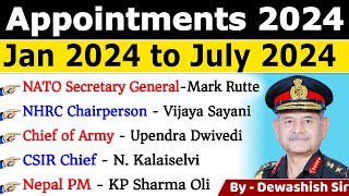 Appointment 2024 Current Affairs  New appointment Current Affair 2024  Important Appointments 2024 [upl. by Wendall]