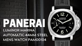 Panerai Luminor Marina Automatic 44mm Steel Mens Watch PAM00104 Review  SwissWatchExpo [upl. by Ciapha]