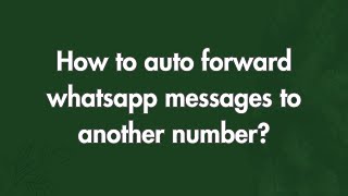 How to auto forward whatsapp messages to another number [upl. by Christianity]