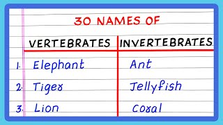 EXAMPLES OF VERTEBRATES AND INVERTEBRATES  10  20  30 EXAMPLES OF VERTEBRATES AND INVERTEBRATES [upl. by Eneladgam]