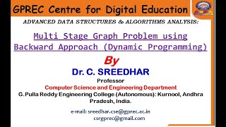 Multi Stage Graph Problem  Backward Approach  Dynamic Programming [upl. by Tallbott]