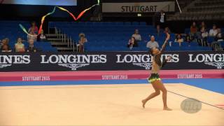 Natalia GARCIA ESP 2015 Rhythmic Worlds Stuttgart  Qualifications Ribbon [upl. by Sterne494]