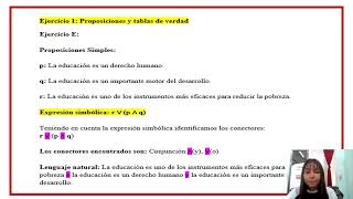 video explicacion ejercicio 1 Proposiciones y tablas de verdad [upl. by Attesoj]