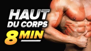 SÉANCE HAUT DU CORPS EN 8 MINUTES SANS MATÉRIEL [upl. by Toolis]