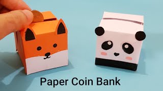 DIY MINI PAPER COIN BANK  How to make paper Piggy Bank  Easy kids craft ideas  Paper Craft New [upl. by Aikrehs]