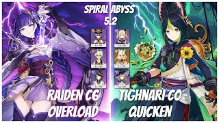 New Spiral Abyss 52  Raiden C6 Overload amp Tighnari C0 Quicken with Xilonen C2  Genshin Impact [upl. by Elconin]