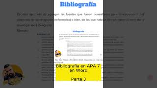 Bibliografía en Word en APA 7 Parte 3 [upl. by Nesyaj]