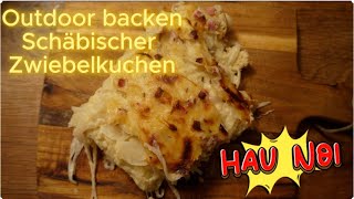 Outdoor backen Camping🥘 Rezept schwäbischer 🧅Zwiebelkuchen🧅 [upl. by Airak]