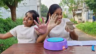 Mini Pottery WHEEL🍯🏺 machine for Diya UNBOXINGDIYDiyaIshwarya [upl. by Acinorev]