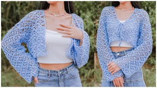 Crochet Floral Lace Cardigan Tutorial  Chenda DIY [upl. by Nutsud]