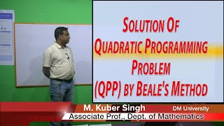 Solution of Quadratic Programming problem QPP by Beales method by Kuber Maths Dept DM University [upl. by Adrea896]