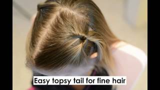 topsy tail pigtails  Easy hairstyle for fine toddler hair [upl. by Dulsea]