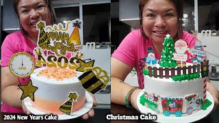 Mini Christmas Cake and 2024 New years cake idea Madiskarteng Nanay by mhelchoice [upl. by Htebsle]