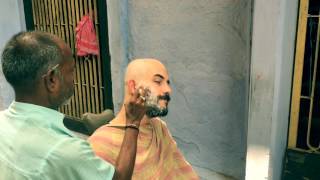 Indian Street Barber Varanasi Old Town [upl. by Nevs219]