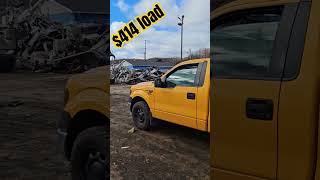 F150 towing scrapping money towing f150 ford scrapyard metal junk [upl. by Einahpet]