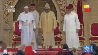 Cérémonie de bienvenue du pape François au Maroc [upl. by Tharp753]