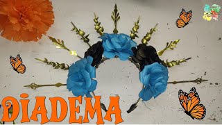 corona para catrina  diadema para catrina con flores de papel [upl. by Laeynad544]