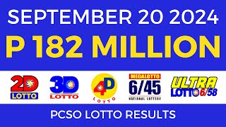 Lotto Result Today 9pm September 20 2024  PCSO Complete [upl. by Yliak130]