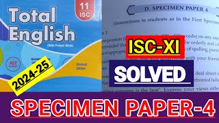 ISCXI  Total English solution 202425  Answers of Specimen Paper4 SOLVED SPECIMEN PAPER4 🔥 [upl. by Claudie267]