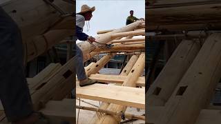 Log house construction and assembly process  good tools and machinery make work more efficient [upl. by Asserat]