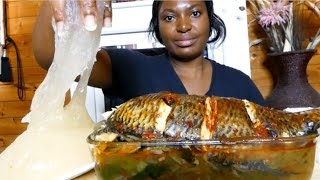 extremely spicy fish pepper soup with starch fufu [upl. by Kipp948]