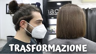 TRATTAMENTO ALLA CHERATINA DA UOMO  taglio capelli lunghi ✂ Taglia e Cambia [upl. by Candida772]