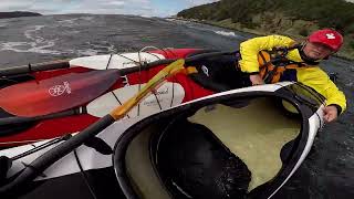 Kayaking in Placentia Newfoundland  Tide Race playtime Rescue and Roll [upl. by Dlareme874]