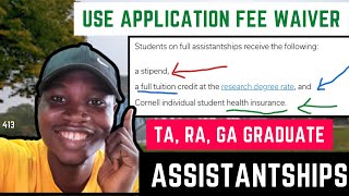 Application Fee Waiver Graduate Assistantships with Stipend No IELTS Cornell [upl. by Ewer]