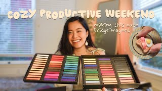 productive weekend vlog 🌷deep clean start my youtube channel art supplies haul amp DIY fridge magnet [upl. by Cope717]