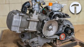 Using a scooter motor and a car alternator to make a homemade generator [upl. by Koren83]