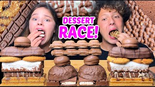 ASMR LEFTOVER DESSERT RACE KINDER CHOCOLATE MILK SLICE CHOCOLATE MARSHMALLOW CAKE BARS 먹방 [upl. by Chenay]