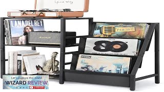 Bikoney Record Player Stand Turntable Stand with 3Tier Vinyl Record Storage Record Review [upl. by Helenka759]