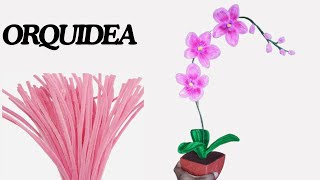 Orquidea con limpiapipas tutorial paso a paso pipe cleaner flower [upl. by Kaya]