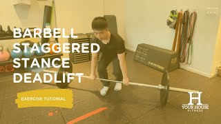 How to Do a Barbell Staggered Stance Deadlift [upl. by Cull816]