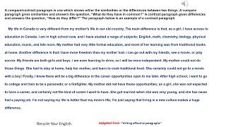 Writing effective paragraphs  10 Comparison Contrast paragraph [upl. by Olimac]