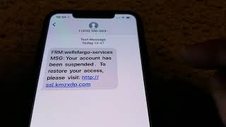 Latest Wells Fargo Text Message SCAMS To All Apple iPhone Users 2 6 2019 [upl. by Eibbil685]