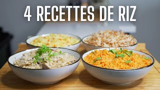 4 DELICIEUSES RECETTES DE RIZ POUR ACCOMPAGNER VOS PLATS  facile et rapide [upl. by Moth]