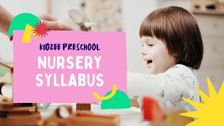 Nursery or Pre KG Latest Full Syllabus  Kidzee Preschool  Nursery Age group 25 year to 35 year [upl. by Ahsinelg]