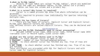 Top 30 PLSQL interview questions and answers [upl. by Oralle]