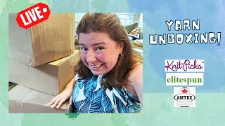 Massive Yarn Haul Live Bare Yarn Unboxing LIVE KnitPicks amp AmtexElitespun [upl. by Lonier887]