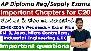 Important Chapters for C20  Diploma Important questions Exam Plan  AP Diploma RegSupply Exams [upl. by Hofstetter630]