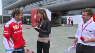 Sebastian gives biscuits to Davide Valsecchi and Federica Masolin  Chinese GP 2016 [upl. by Ynohtnanhoj]