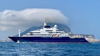 OCTOPUS 1262m Lurssen Built Explorer Yacht docking in Gibraltar [upl. by Yalc]