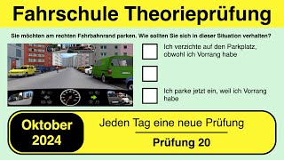 🚘 Führerschein Theorieprüfung Klasse B 🚗 Oktober 2024  Prüfung 20🎓📚 [upl. by Rovert]