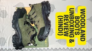 Woodland Mens Heavy Leather Trekking Boots  Olive Green  Hindi Unboxing amp Review [upl. by Duyne]